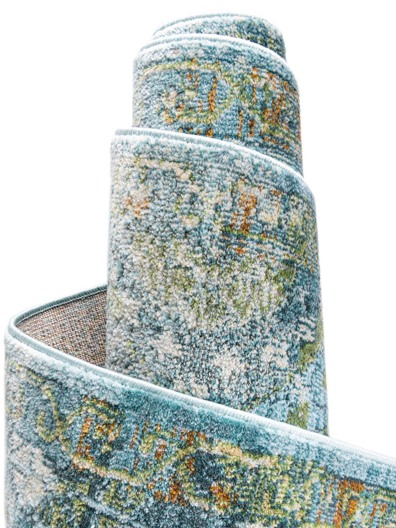 Light Blue 2' x 8' Baracoa Runner Area Rug 100% Polypropylene Distressed Vintage Living Dining Room Office Traditional Carpet for Sale at Rug Engine