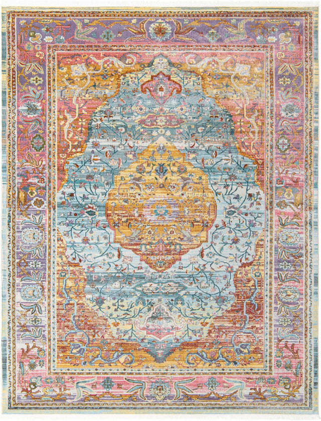 Light Blue 8' x 10' Baracoa Rectangle Area Rug 100% Polypropylene Distressed Vintage Living Dining Room Office Traditional Carpet for Sale at Rug Engine