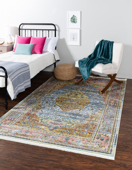 Light Blue 10' x 14' Baracoa Rectangle Area Rug 100% Polypropylene Distressed Vintage Living Dining Room Office Traditional Carpet for Sale at Rug Engine