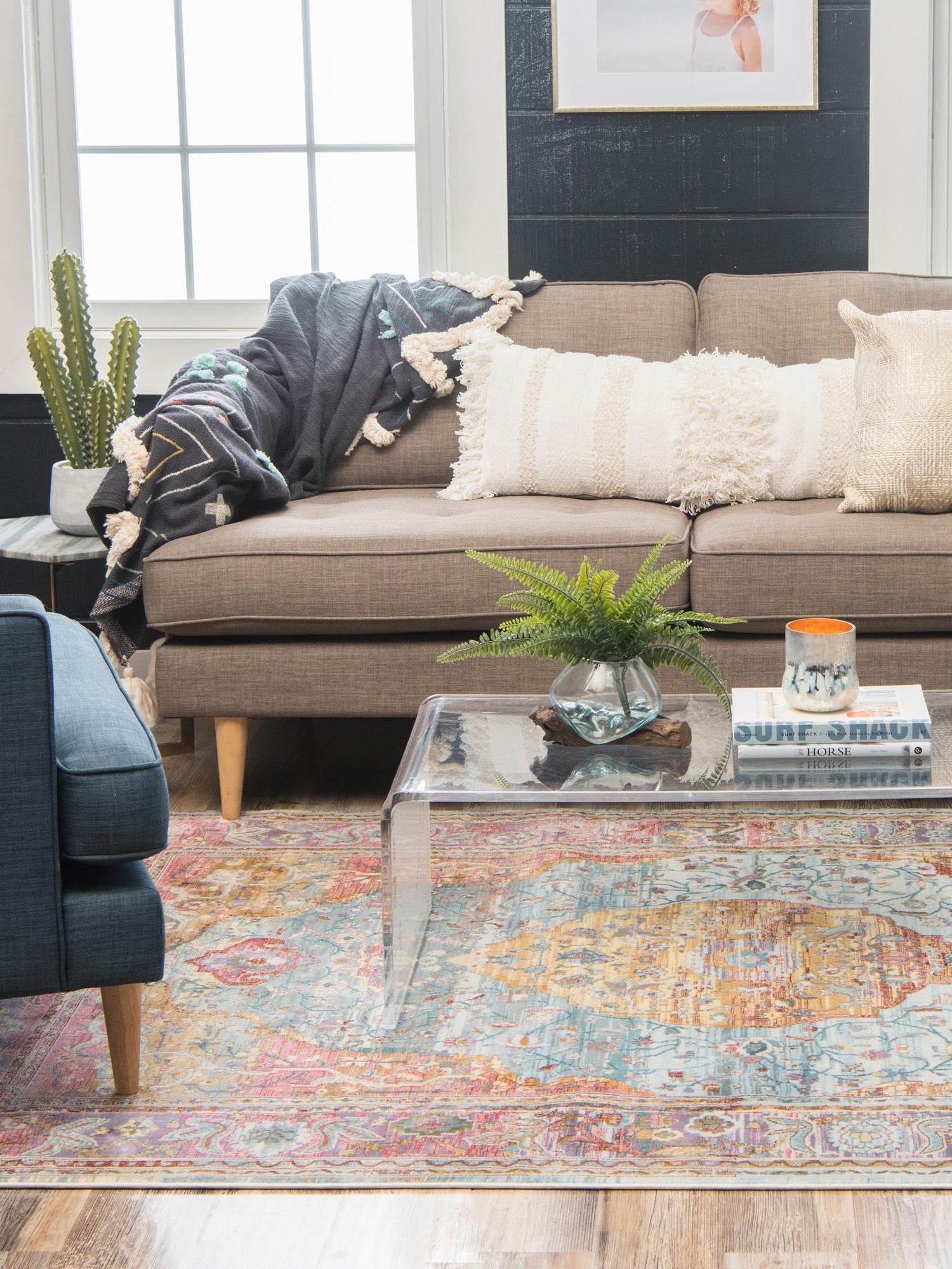 Light Blue 3' 3 x 5' 3 Baracoa Rectangle Area Rug 100% Polypropylene Distressed Vintage Living Dining Room Office Traditional Carpet for Sale at Rug Engine