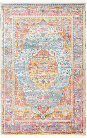 Light Blue 5' 5 x 8' Baracoa Rectangle Area Rug 100% Polypropylene Distressed Vintage Living Dining Room Office Traditional Carpet for Sale at Rug Engine