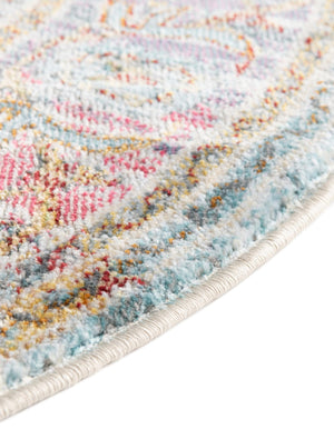 Light Blue 5' 5 x 5' 5 Baracoa Round Area Rug 100% Polypropylene Distressed Vintage Living Dining Room Office Traditional Carpet for Sale at Rug Engine