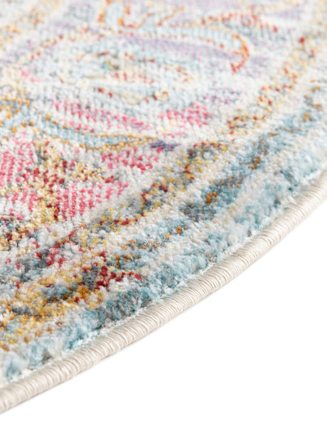 Light Blue 5' 5 x 5' 5 Baracoa Round Area Rug 100% Polypropylene Distressed Vintage Living Dining Room Office Traditional Carpet for Sale at Rug Engine