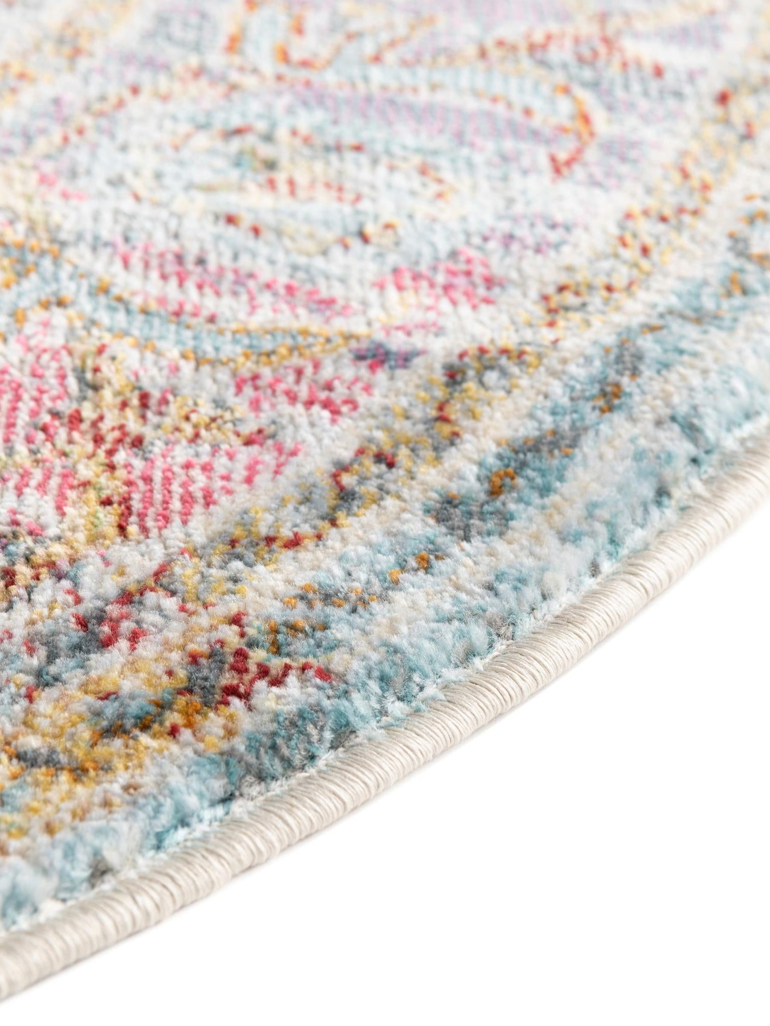 Light Blue 8' x 8' Baracoa Round Area Rug 100% Polypropylene Distressed Vintage Living Dining Room Office Traditional Carpet for Sale at Rug Engine