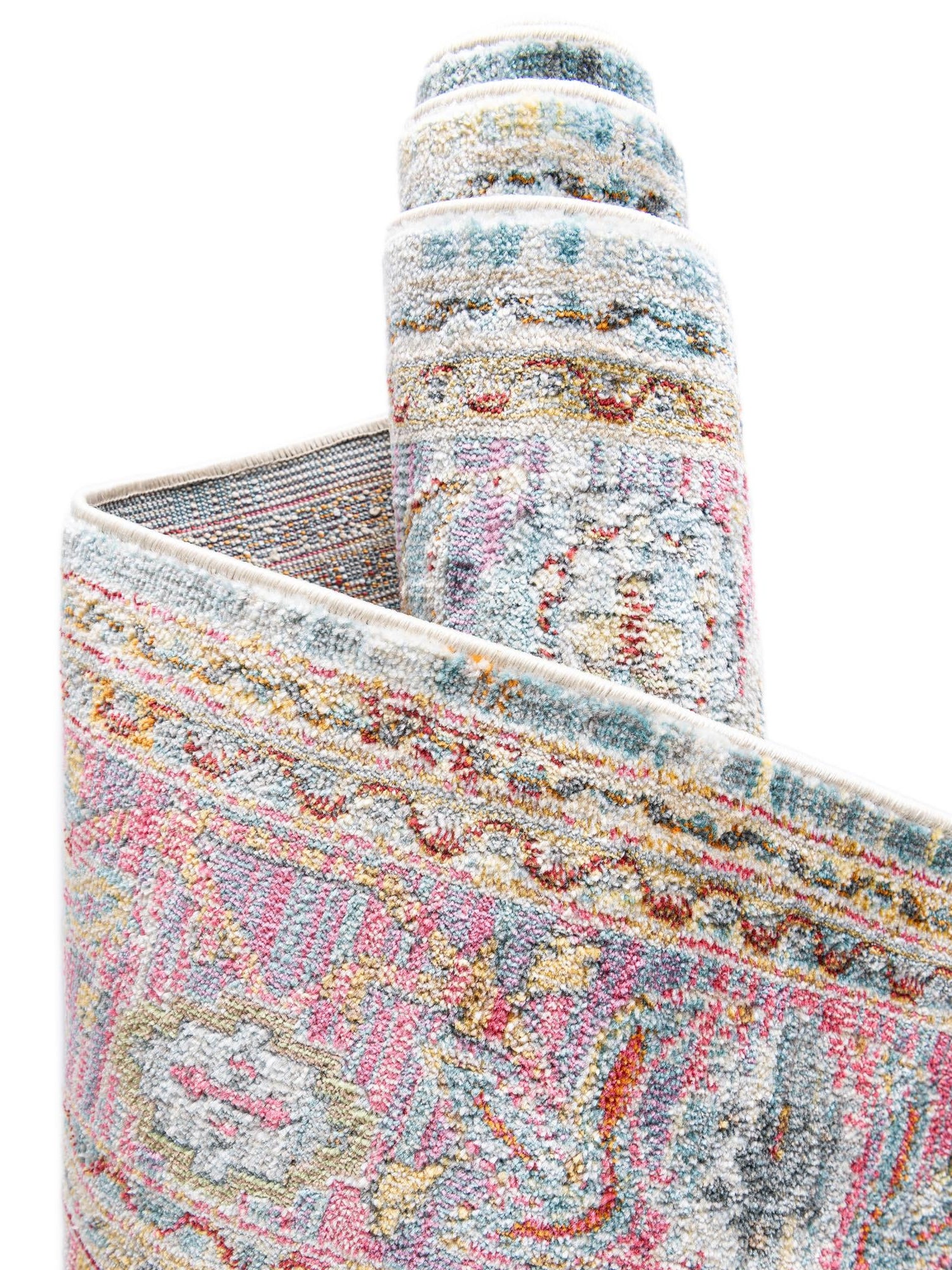 Light Blue 8' x 8' Baracoa Round Area Rug 100% Polypropylene Distressed Vintage Living Dining Room Office Traditional Carpet for Sale at Rug Engine