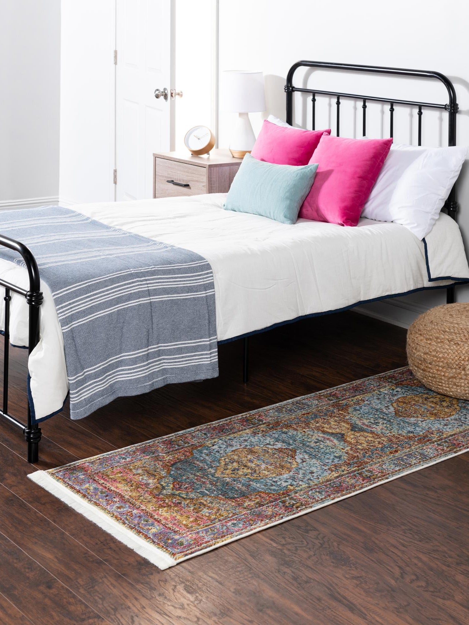 Light Blue 2' 2 x 6' 1 Baracoa Runner Area Rug 100% Polypropylene Distressed Vintage Living Dining Room Office Traditional Carpet for Sale at Rug Engine