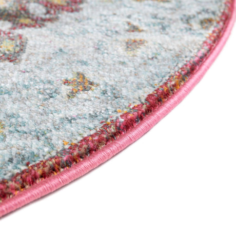 Gold 8' x 8' Baracoa Round Area Rug 100% Polypropylene Distressed Vintage Living Dining Room Office Traditional Carpet for Sale at Rug Engine