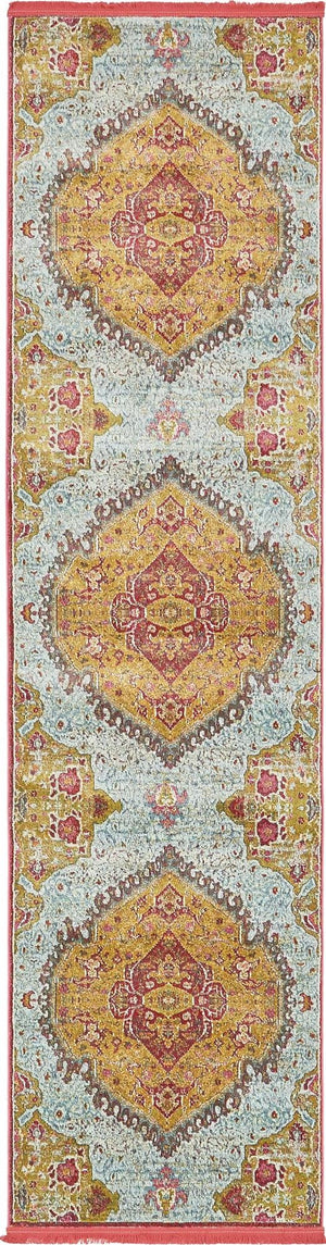 Gold 2' 7 x 10' Baracoa Runner Area Rug 100% Polypropylene Distressed Vintage Living Dining Room Office Traditional Carpet for Sale at Rug Engine
