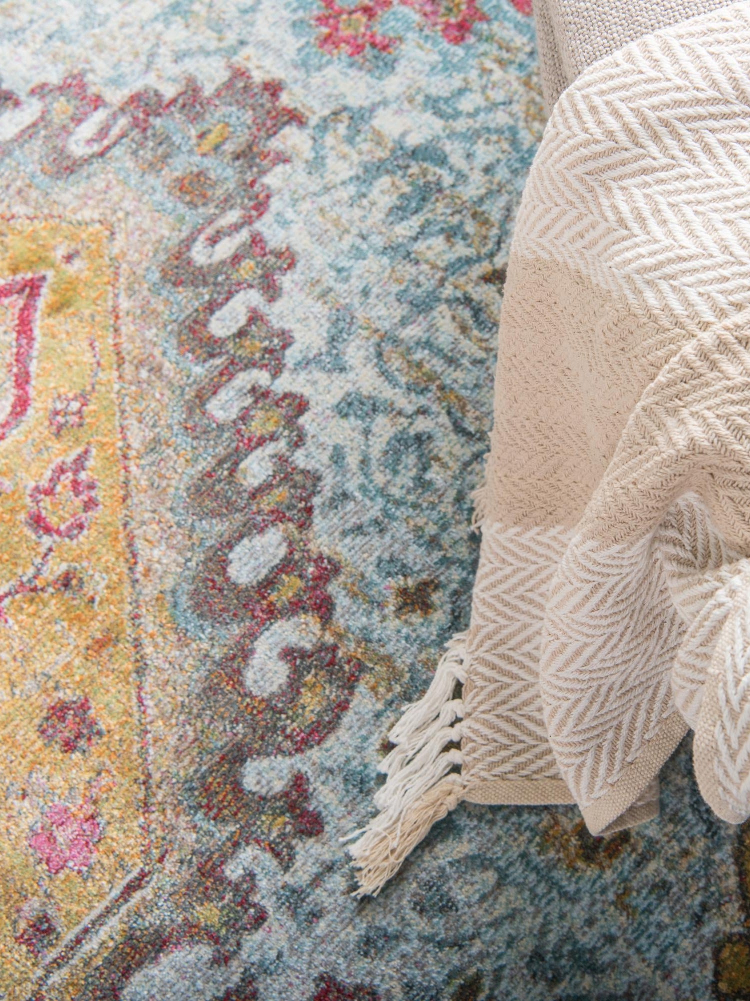 Gold 2' 2 x 6' 1 Baracoa Runner Area Rug 100% Polypropylene Distressed Vintage Living Dining Room Office Traditional Carpet for Sale at Rug Engine