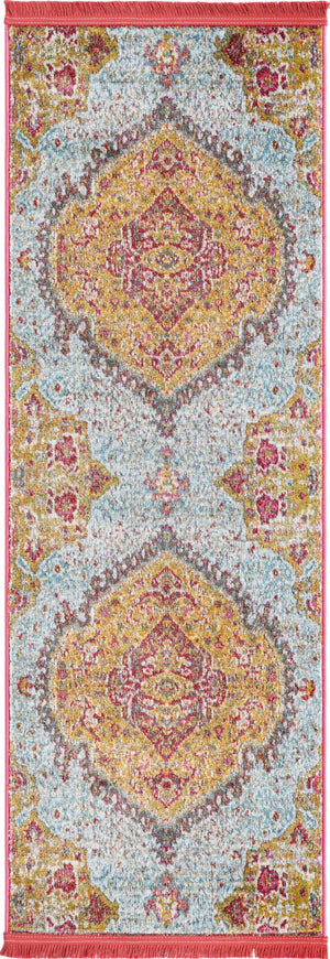 Gold 2' 2 x 6' 1 Baracoa Runner Area Rug 100% Polypropylene Distressed Vintage Living Dining Room Office Traditional Carpet for Sale at Rug Engine