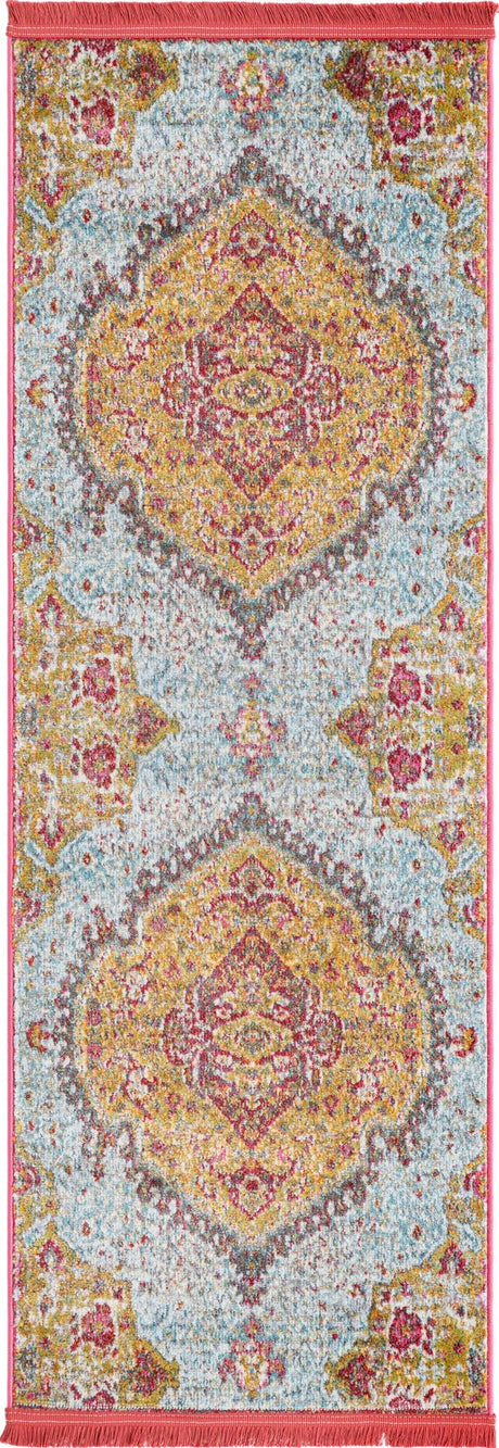 Gold 2' 2 x 6' 1 Baracoa Runner Area Rug 100% Polypropylene Distressed Vintage Living Dining Room Office Traditional Carpet for Sale at Rug Engine