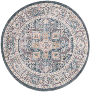 Gray 5' 5 x 5' 5 Baracoa Round Area Rug 100% Polypropylene Distressed Vintage Living Dining Room Office Traditional Carpet for Sale at Rug Engine