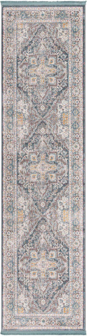 Gray 2' 7 x 10' Baracoa Runner Area Rug 100% Polypropylene Distressed Vintage Living Dining Room Office Traditional Carpet for Sale at Rug Engine