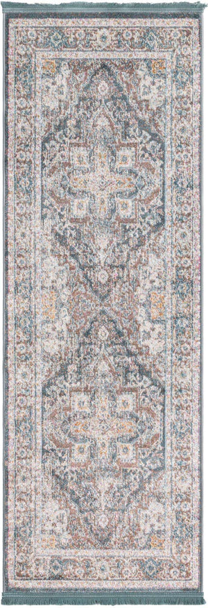 Gray 2' 2 x 6' 1 Baracoa Runner Area Rug 100% Polypropylene Distressed Vintage Living Dining Room Office Traditional Carpet for Sale at Rug Engine
