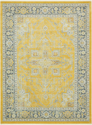 Yellow 10' x 13' 1 Baracoa Rectangle Area Rug 100% Polypropylene Distressed Vintage Living Dining Room Office Traditional Carpet for Sale at Rug Engine