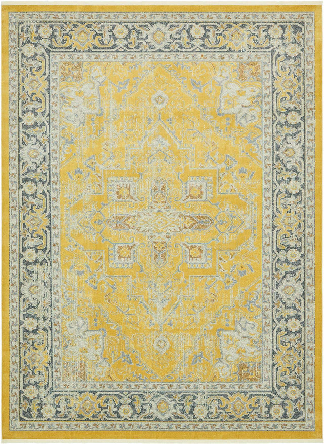 Yellow 10' x 13' 1 Baracoa Rectangle Area Rug 100% Polypropylene Distressed Vintage Living Dining Room Office Traditional Carpet for Sale at Rug Engine