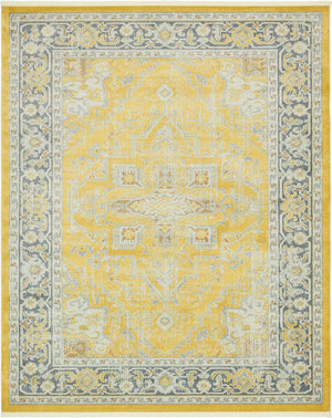 Yellow 8' x 10' Baracoa Rectangle Area Rug 100% Polypropylene Distressed Vintage Living Dining Room Office Traditional Carpet for Sale at Rug Engine