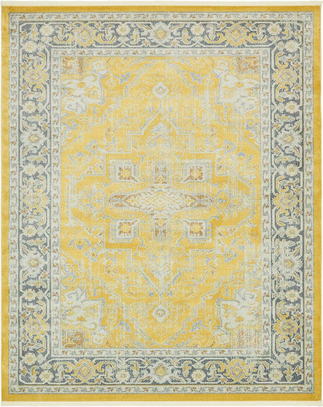 Yellow 8' x 10' Baracoa Rectangle Area Rug 100% Polypropylene Distressed Vintage Living Dining Room Office Traditional Carpet for Sale at Rug Engine