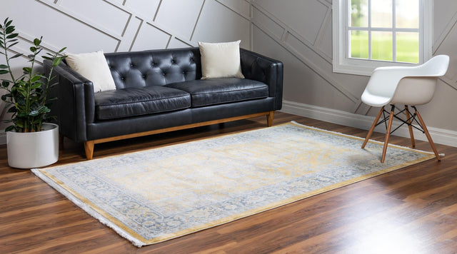 Yellow 9' x 12' Baracoa Rectangle Area Rug 100% Polypropylene Distressed Vintage Living Dining Room Office Traditional Carpet for Sale at Rug Engine