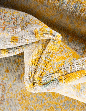 Yellow 6' x 6' Baracoa Round Area Rug 100% Polypropylene Distressed Vintage Living Dining Room Office Traditional Carpet for Sale at Rug Engine