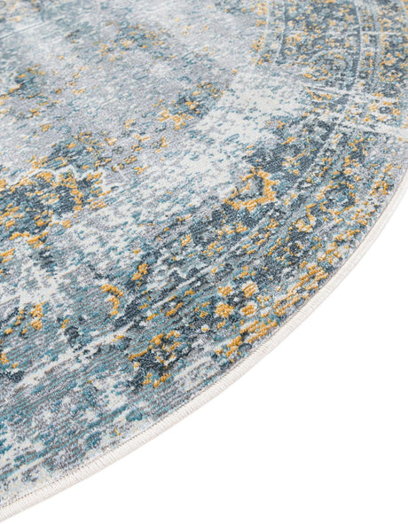 Gray 8' x 8' Baracoa Round Area Rug 100% Polypropylene Distressed Vintage Living Dining Room Office Traditional Carpet for Sale at Rug Engine