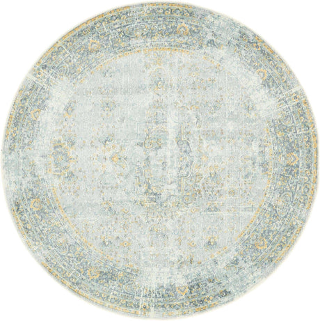 Gray 5' 5 x 5' 5 Baracoa Round Area Rug 100% Polypropylene Distressed Vintage Living Dining Room Office Traditional Carpet for Sale at Rug Engine