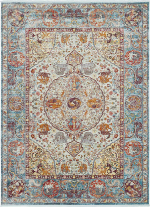 Light Blue 10' x 13' 1 Baracoa Rectangle Area Rug 100% Polypropylene Distressed Vintage Living Dining Room Office Traditional Carpet for Sale at Rug Engine