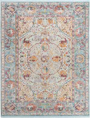 Light Blue 8' x 10' Baracoa Rectangle Area Rug 100% Polypropylene Distressed Vintage Living Dining Room Office Traditional Carpet for Sale at Rug Engine