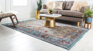 Light Blue 10' x 13' 1 Baracoa Rectangle Area Rug 100% Polypropylene Distressed Vintage Living Dining Room Office Traditional Carpet for Sale at Rug Engine