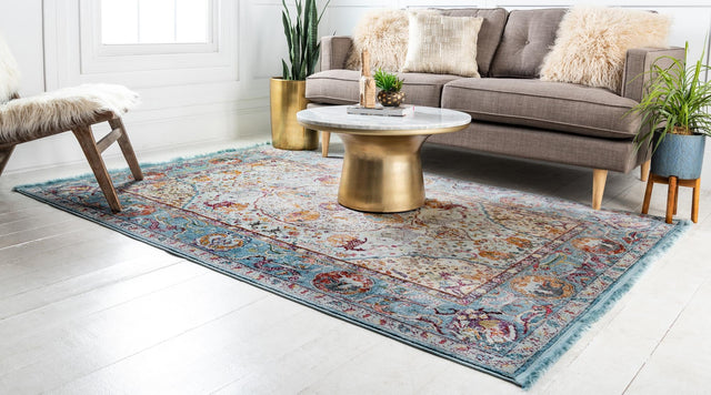Light Blue 8' x 10' Baracoa Rectangle Area Rug 100% Polypropylene Distressed Vintage Living Dining Room Office Traditional Carpet for Sale at Rug Engine