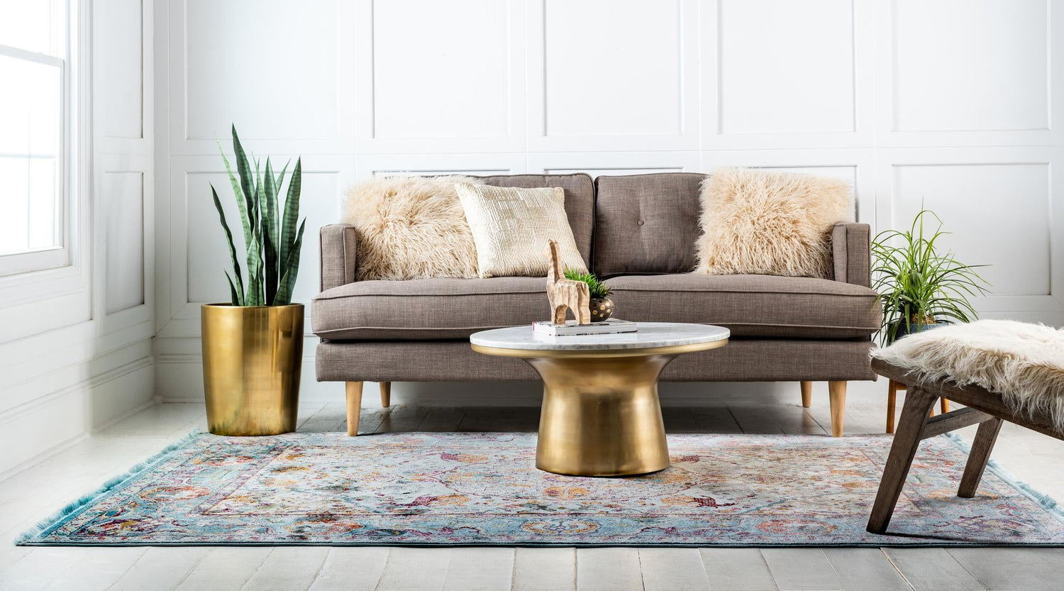 Light Blue 9' x 12' Baracoa Rectangle Area Rug 100% Polypropylene Distressed Vintage Living Dining Room Office Traditional Carpet for Sale at Rug Engine