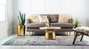 Light Blue 9' x 12' Baracoa Rectangle Area Rug 100% Polypropylene Distressed Vintage Living Dining Room Office Traditional Carpet for Sale at Rug Engine