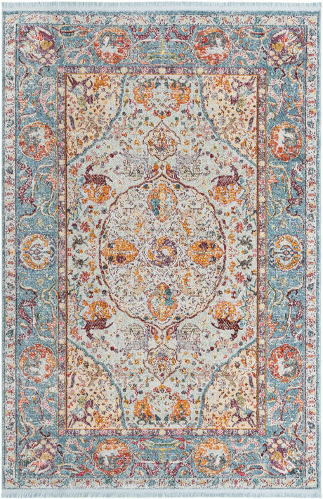 Light Blue 5' 5 x 8' Baracoa Rectangle Area Rug 100% Polypropylene Distressed Vintage Living Dining Room Office Traditional Carpet for Sale at Rug Engine