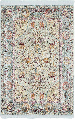 Light Blue 2' 2 x 3' 1 Baracoa Rectangle Area Rug 100% Polypropylene Distressed Vintage Living Dining Room Office Traditional Carpet for Sale at Rug Engine