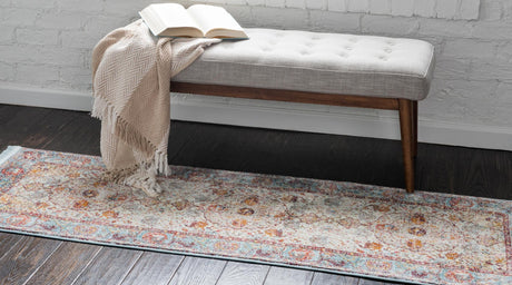 Light Blue 2' 7 x 12' Baracoa Runner Area Rug 100% Polypropylene Distressed Vintage Living Dining Room Office Traditional Carpet for Sale at Rug Engine