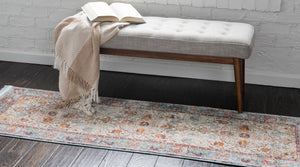 Light Blue 2' 2 x 6' 1 Baracoa Runner Area Rug 100% Polypropylene Distressed Vintage Living Dining Room Office Traditional Carpet for Sale at Rug Engine