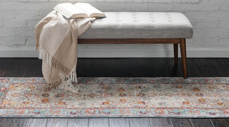Light Blue 2' 2 x 8' Baracoa Runner Area Rug 100% Polypropylene Distressed Vintage Living Dining Room Office Traditional Carpet for Sale at Rug Engine