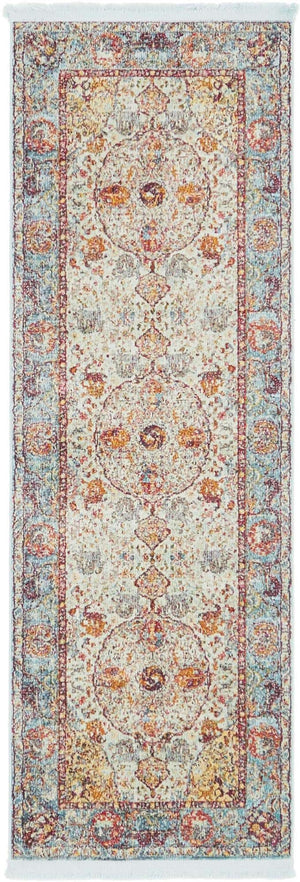 Light Blue 2' 2 x 6' 1 Baracoa Runner Area Rug 100% Polypropylene Distressed Vintage Living Dining Room Office Traditional Carpet for Sale at Rug Engine