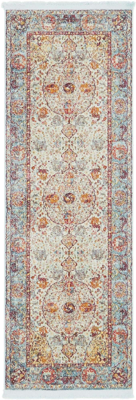 Light Blue 2' 2 x 6' 1 Baracoa Runner Area Rug 100% Polypropylene Distressed Vintage Living Dining Room Office Traditional Carpet for Sale at Rug Engine