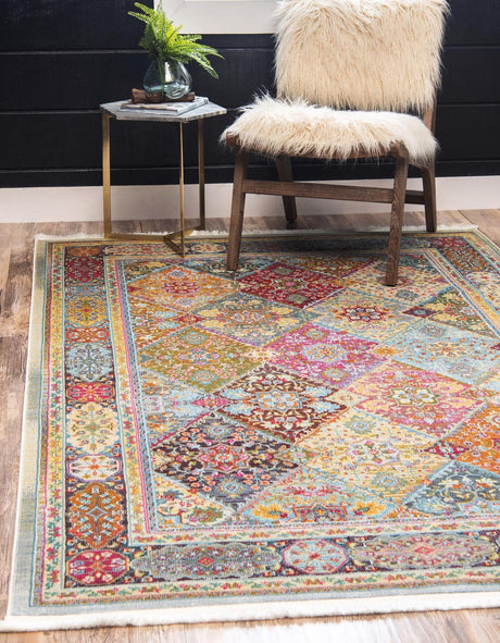 Multicolor 9' x 12' Baracoa Rectangle Area Rug 100% Polypropylene Distressed Vintage Living Dining Room Office Traditional Carpet for Sale at Rug Engine