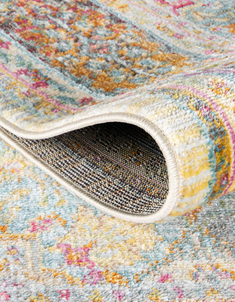 Multicolor 8' x 8' Baracoa Round Area Rug 100% Polypropylene Distressed Vintage Living Dining Room Office Traditional Carpet for Sale at Rug Engine