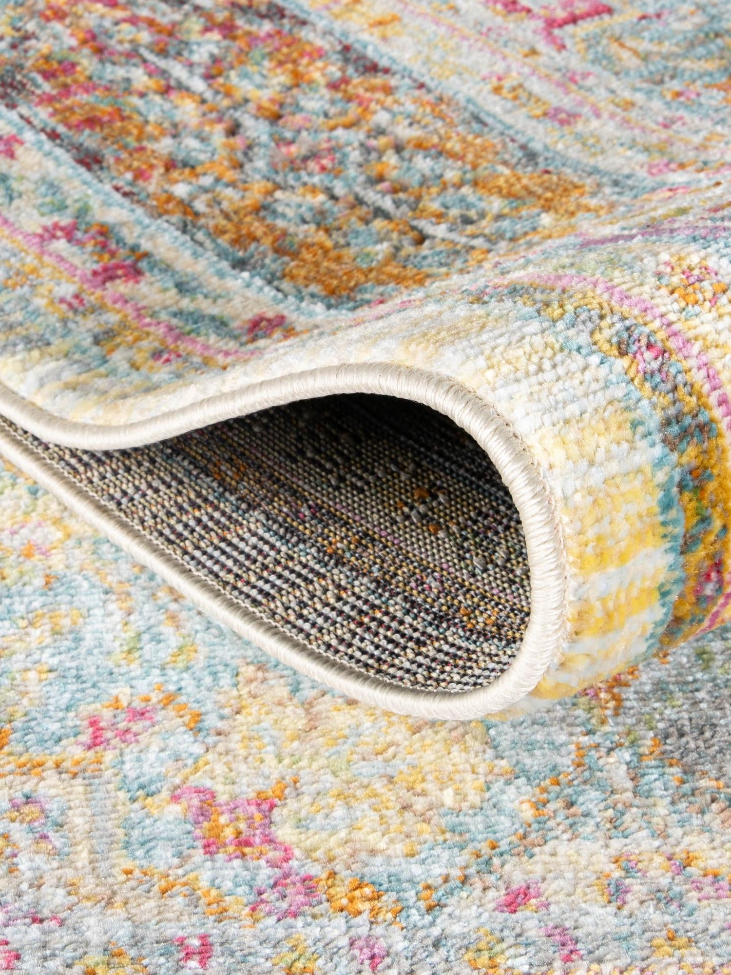Multicolor 4' x 4' Baracoa Round Area Rug 100% Polypropylene Distressed Vintage Living Dining Room Office Traditional Carpet for Sale at Rug Engine