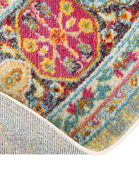 Multicolor 6' 1 x 6' 1 Baracoa Round Area Rug 100% Polypropylene Distressed Vintage Living Dining Room Office Traditional Carpet for Sale at Rug Engine