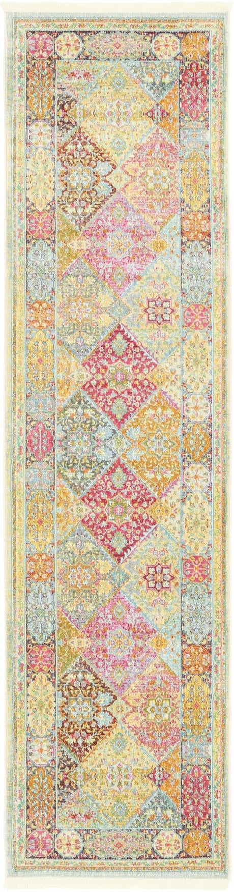 Multicolor 2' 7 x 10' Baracoa Runner Area Rug 100% Polypropylene Distressed Vintage Living Dining Room Office Traditional Carpet for Sale at Rug Engine