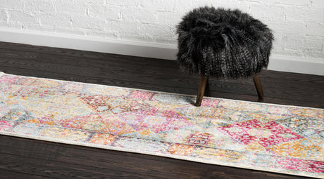 Multicolor 2' x 8' Baracoa Runner Area Rug 100% Polypropylene Distressed Vintage Living Dining Room Office Traditional Carpet for Sale at Rug Engine