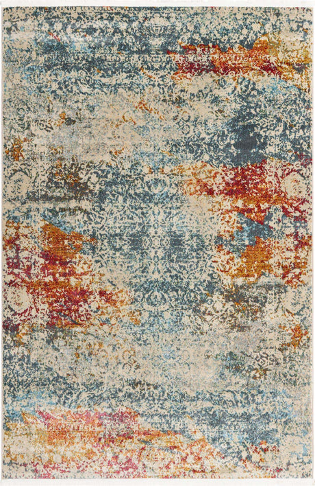 Cream 5' 5 x 8' Baracoa Rectangle Area Rug 100% Polypropylene Distressed Vintage Living Dining Room Office Traditional Carpet for Sale at Rug Engine
