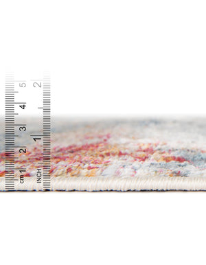 Cream 4' 3 x 4' 3 Baracoa Round Area Rug 100% Polypropylene Distressed Vintage Living Dining Room Office Traditional Carpet for Sale at Rug Engine