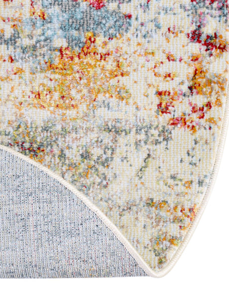 Cream 7' 1 x 7' 1 Baracoa Round Area Rug 100% Polypropylene Distressed Vintage Living Dining Room Office Traditional Carpet for Sale at Rug Engine