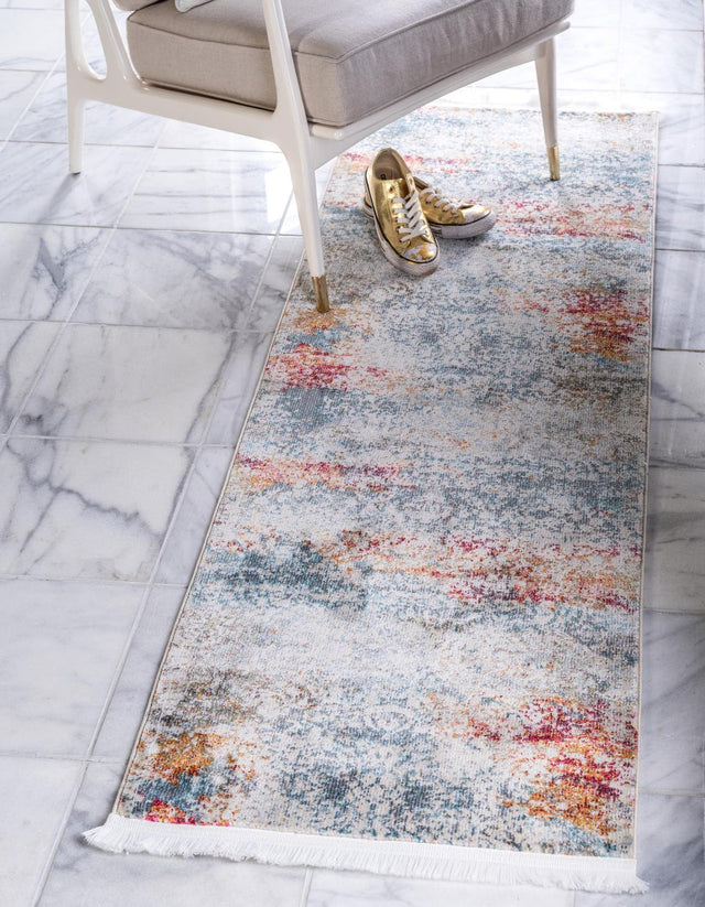 Cream 2' 7 x 19' 8 Baracoa Runner Area Rug 100% Polypropylene Distressed Vintage Living Dining Room Office Traditional Carpet for Sale at Rug Engine