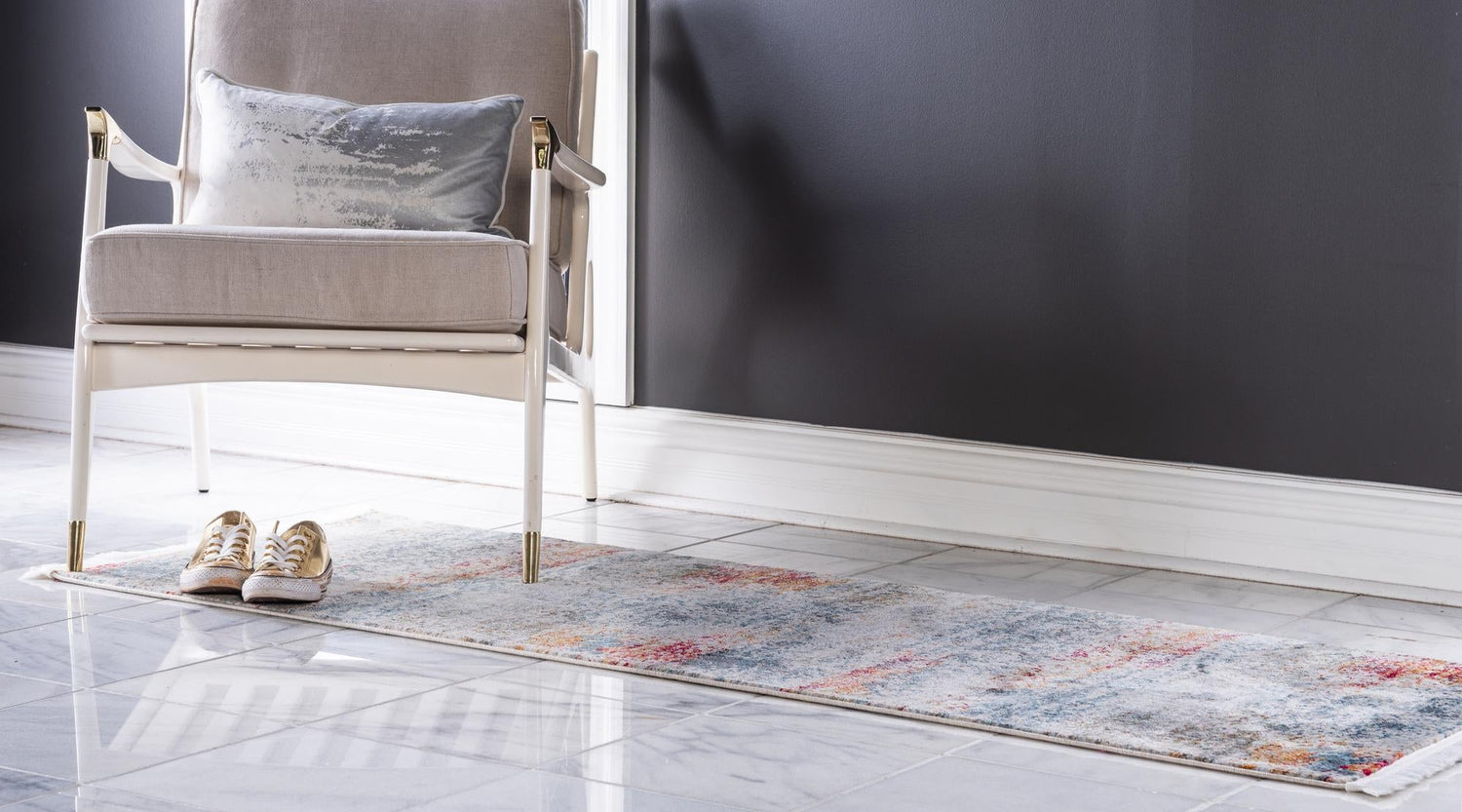 Cream 2' 2 x 6' 1 Baracoa Runner Area Rug 100% Polypropylene Distressed Vintage Living Dining Room Office Traditional Carpet for Sale at Rug Engine